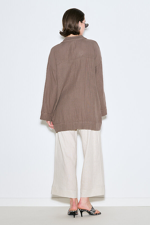 MUSLIN WIDE SLEEVE KIMONO GRAY