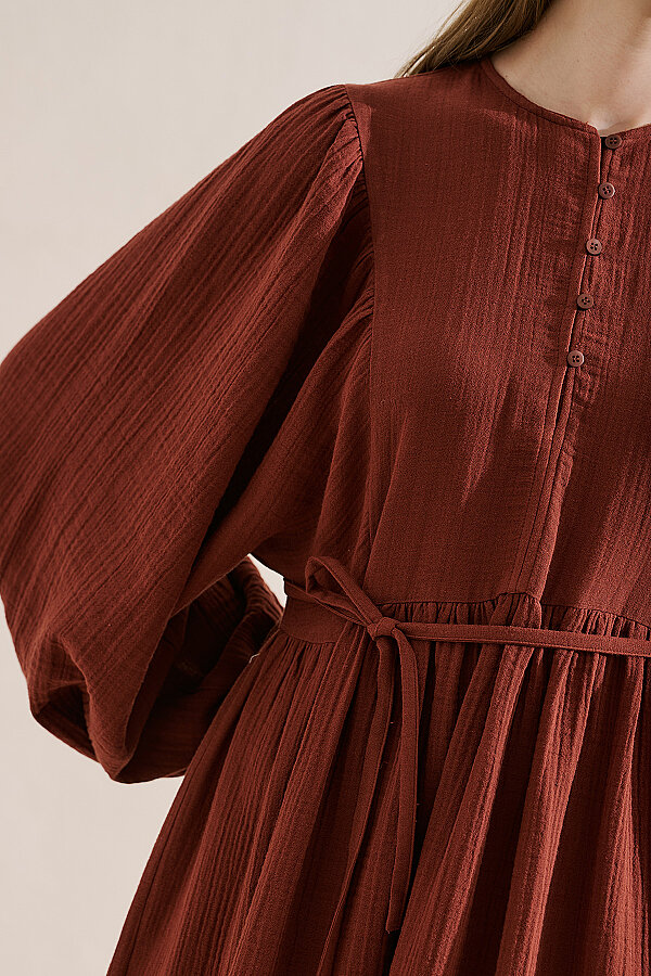 高級感✨ハーリップトゥ Lace-Up Cotton Long Dress M -101004-18-O.jpg