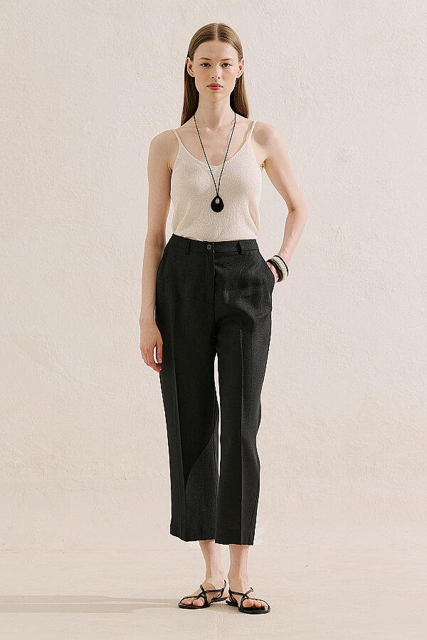 LINEN CLASSIC PANTS BLACK | Manuka