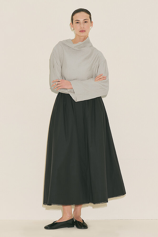 TEXTURED DRAPED BLOUSE TAUPE | Manuka