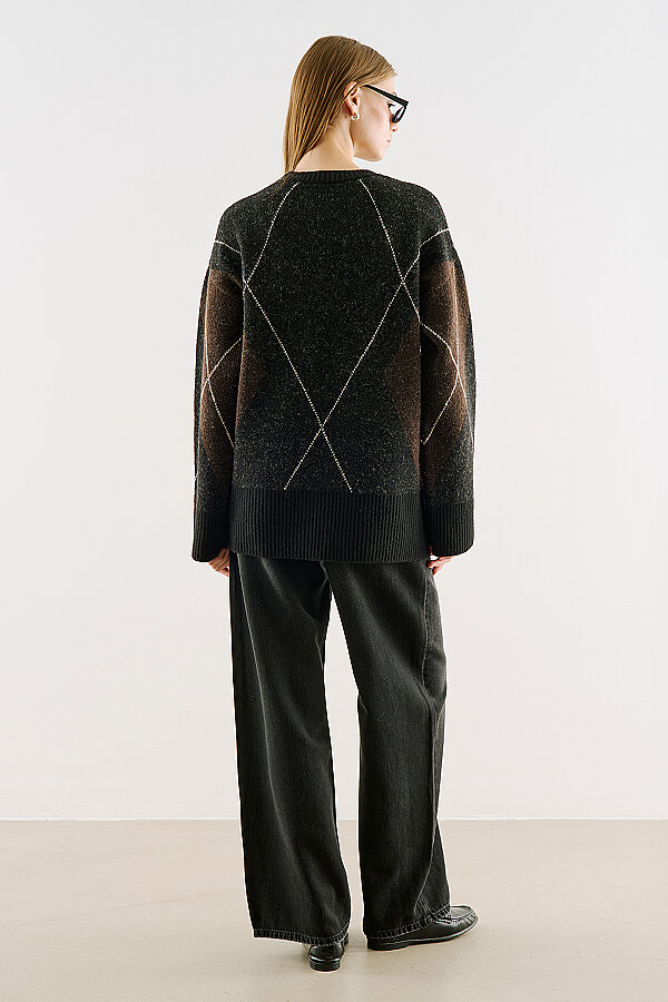 DIAMOND KNIT SWEATER BLACK | Manuka