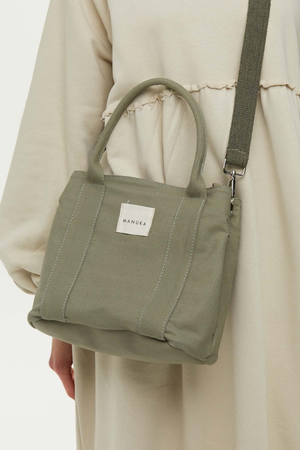 DOUBLE COMPARTMENT CANVAS TOTE BAG KHAKI