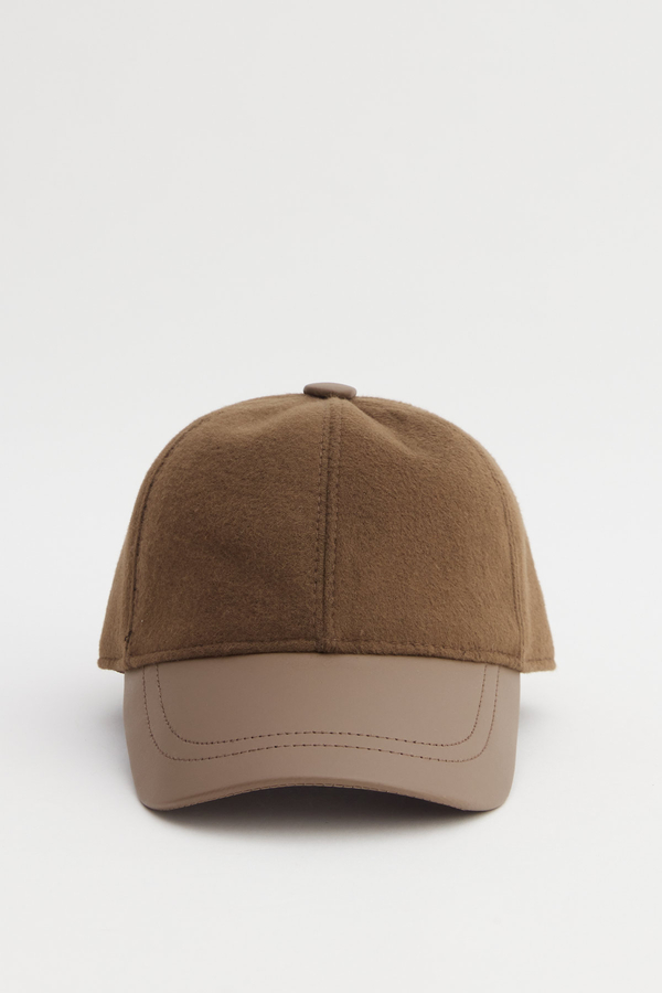 Manuka - LEATHER GARNISH CAP HAT CAMEL (1)