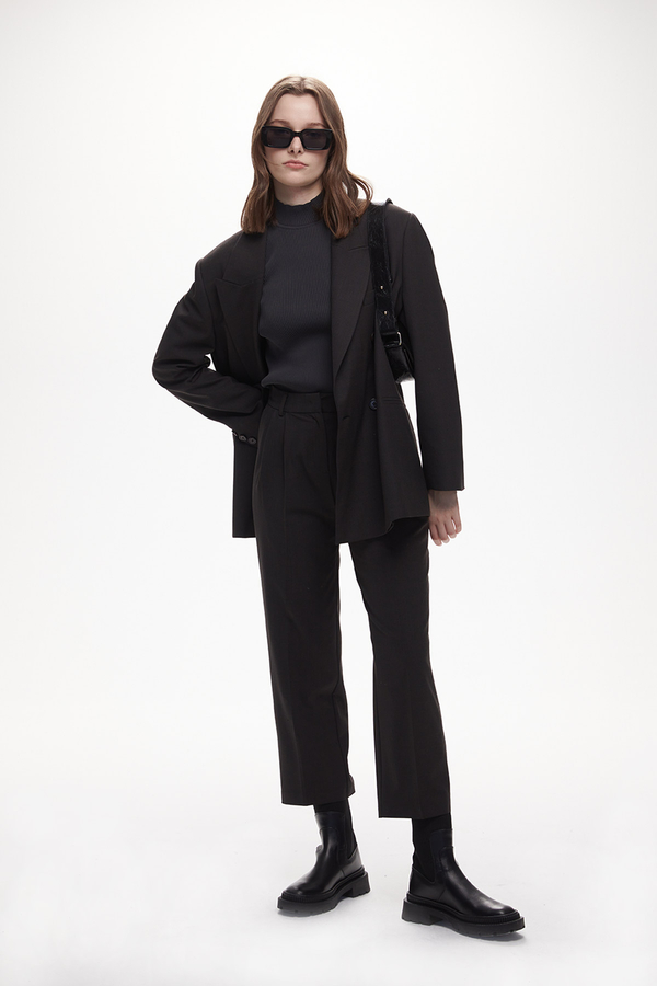 Manuka - PLAID PATTERN PALAZZO PANTS ANTHRACITE (1)