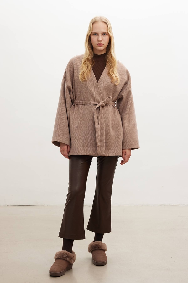 Manuka - FLARE LEG LEATHER TROUSERS COFFEE (1)