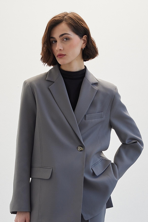 Manuka - SINGLE BUTTON BLAZER JACKET GREY (1)