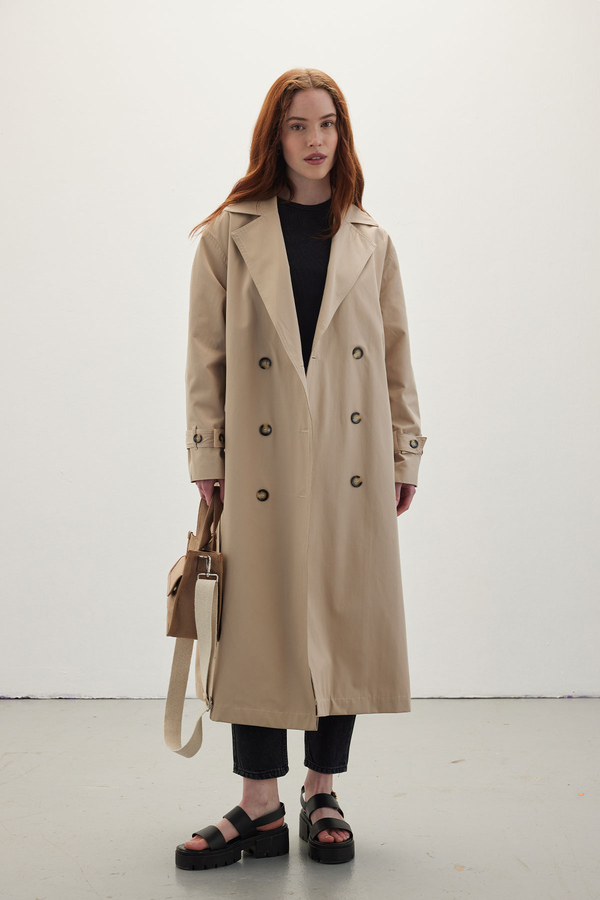  - WIDE COLLAR DOUBLE-BREASTED TRENCH COAT BEIGE (1)