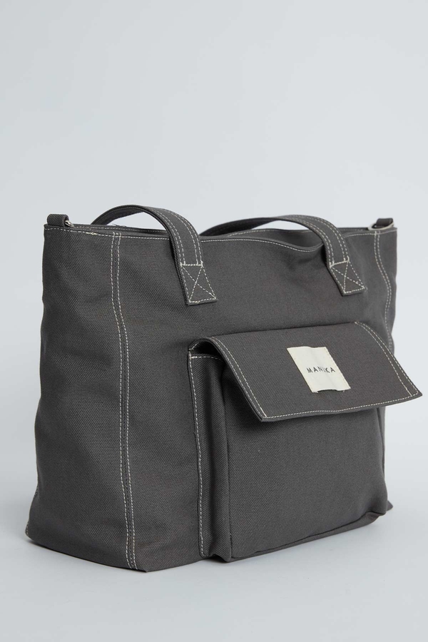 Manuka - CANVAS BAG WITH CONTRAST STITCH ANTHRACITE (1)