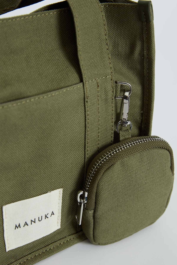 Manuka - MINI WALLET DETAILED CANVAS BAG KHAKI (1)