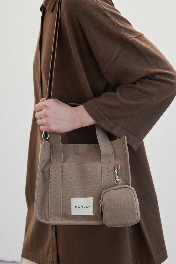 Manuka - MINI WALLET DETAILED CANVAS BAG CAMEL (1)