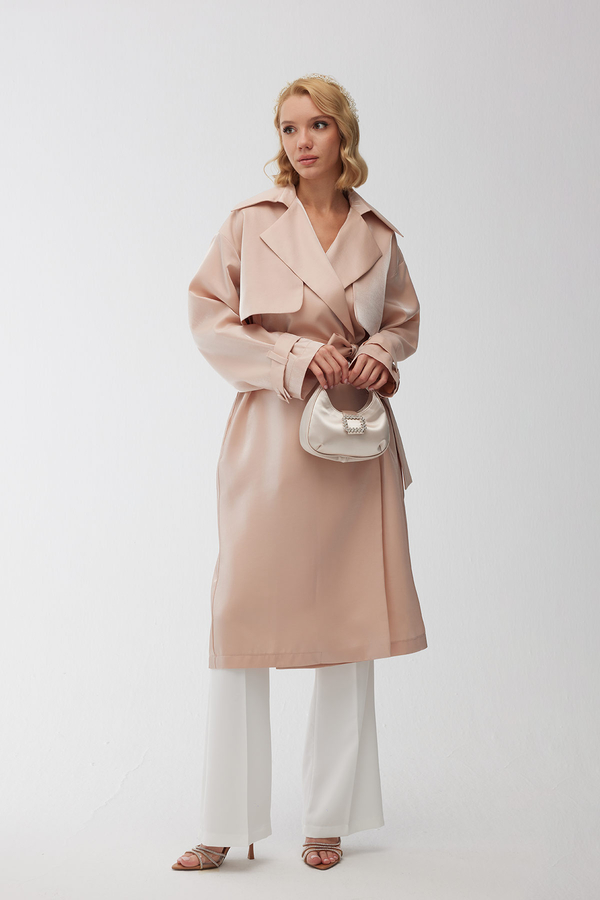 Manuka - ORGANZE DOUBLE BREASTED EVENING DRESS TRENCH COAT PINK (1)
