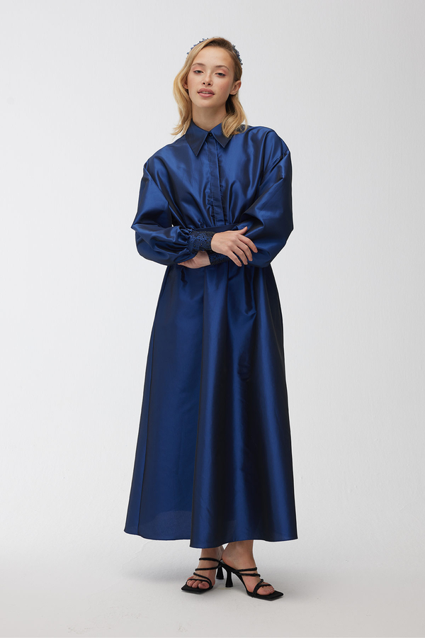 Manuka - STONED TAFTA EVENING DRESS NIGHT BLUES (1)
