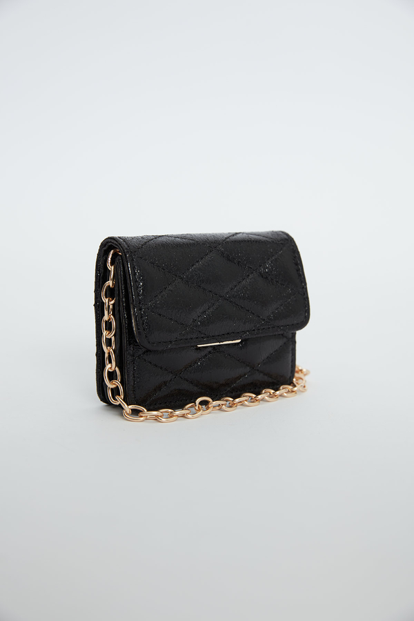 Manuka - QUILTED GLOSSY MINI BAG BLACK (1)