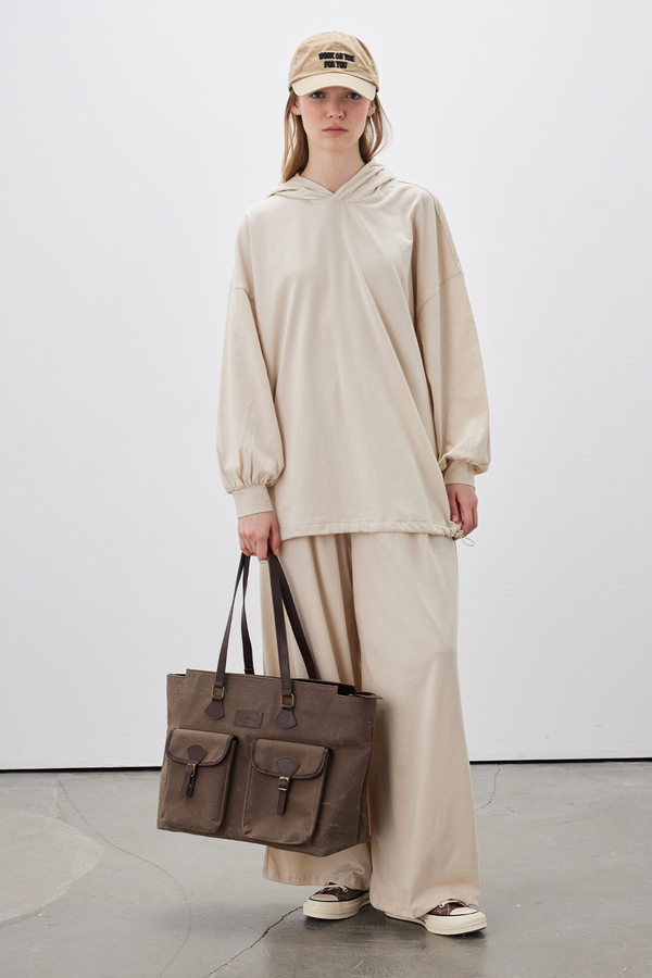Manuka - HOODED COMFORTABLE SWEATSHIRT BEIGE (1)