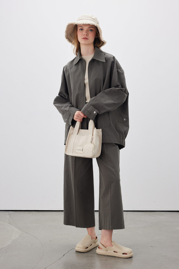 Manuka - GABARDINE PLEAT DETAILED TROUSERS GREY (1)