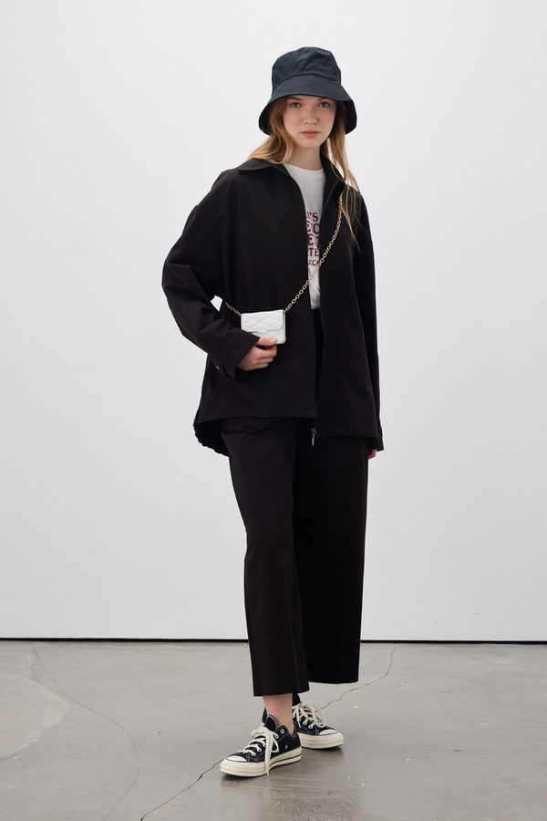 Manuka - GABARDINE PLEAT DETAILED TROUSERS BLACK (1)
