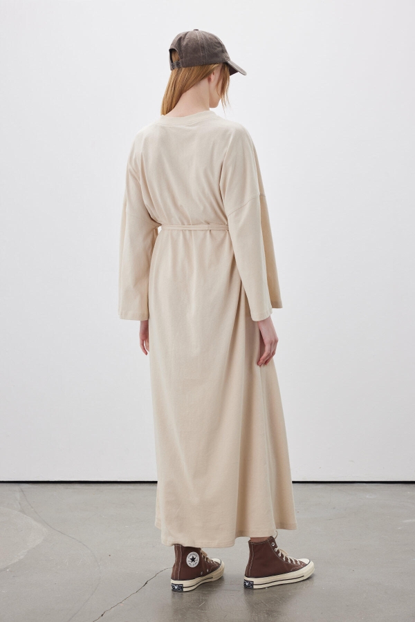 OVERSIZE UZUN RAHAT ELBİSE BEJ · 6