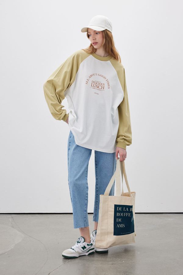 Manuka - BASKILI REGLAN KOL SWEATSHIRT SARI (1)