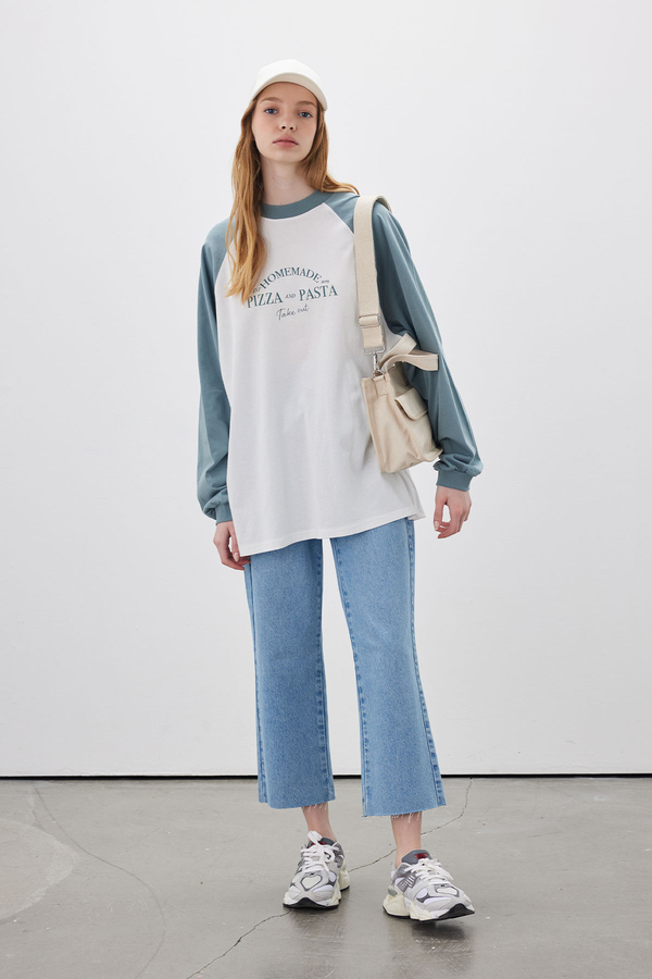 Manuka - PRINTED RAGLAN SLEEVE SWEATSHIRT BLUE (1)