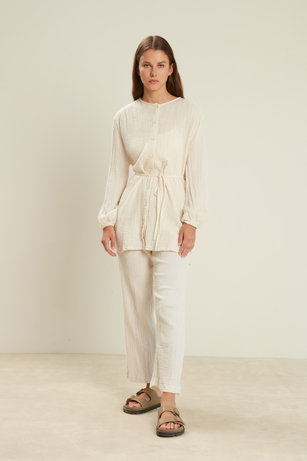 Manuka - BUTTONED MUSLIN SHIRT ECRU (1)