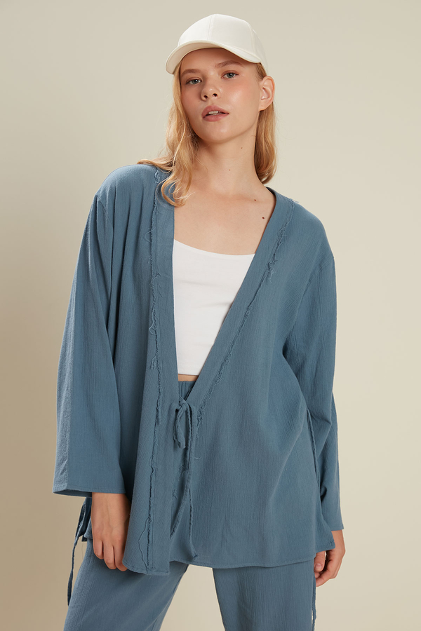 Manuka - COTTON CRINKIL KIMONO INDIGO (1)