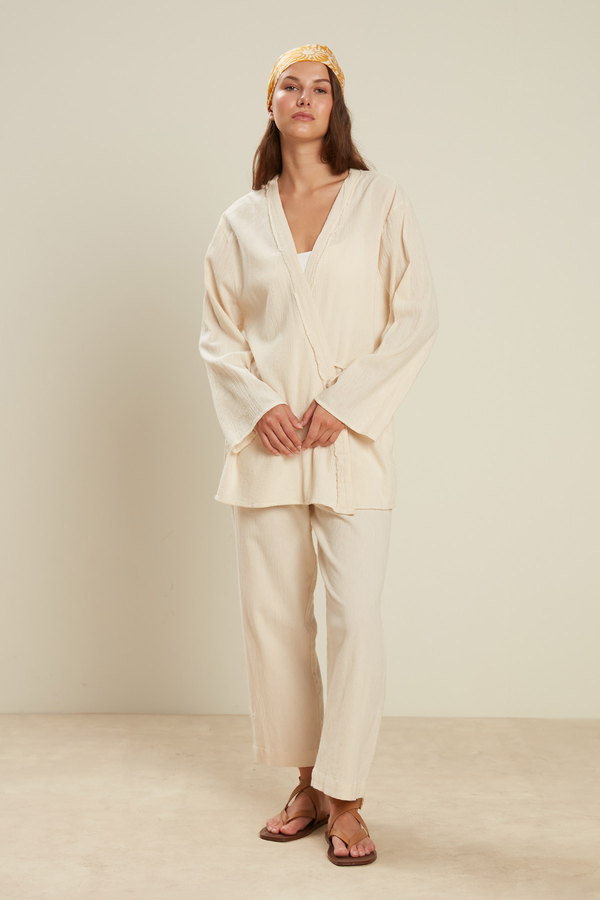 Manuka - COTTON CRINKIL KIMONO ECRU (1)