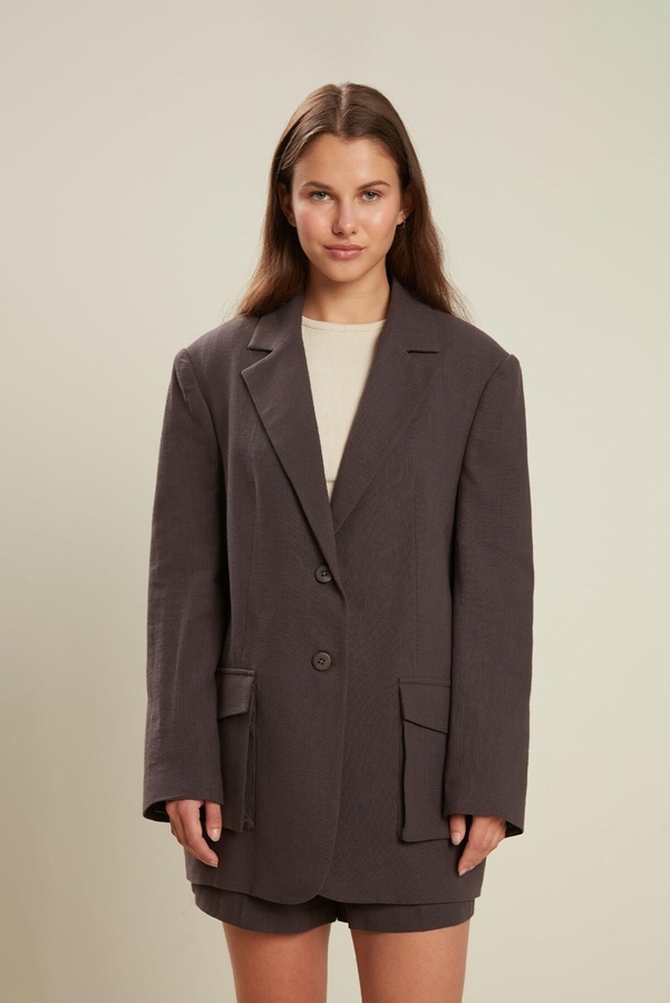 Manuka - POCKET DETAILED COTTON BLAZER JACKET ANTHRACITE (1)