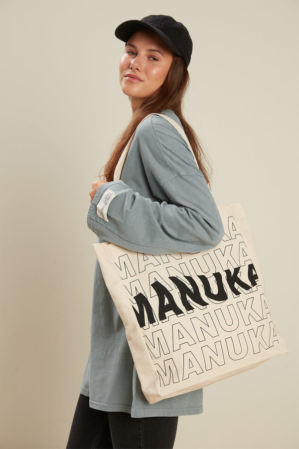 Manuka - PRINTED BELLOWED CLOTH BAG MANUKA BLACK (1)