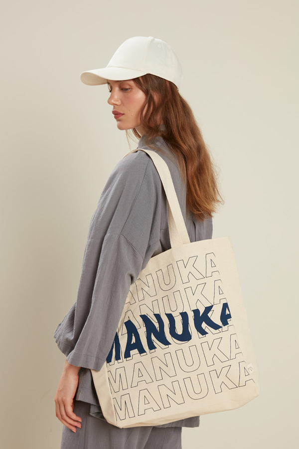 Manuka - PRINTED BELLOWED CLOTH BAG MANUKA BLUE (1)