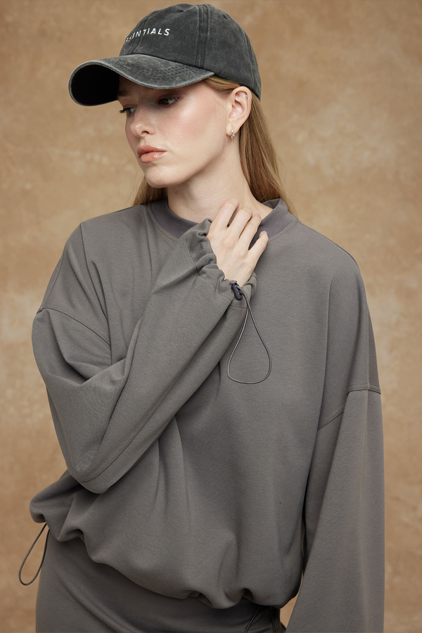 Manuka - ADJUSTABLE SHORT SWEATSHIRT ANTHRACITE (1)