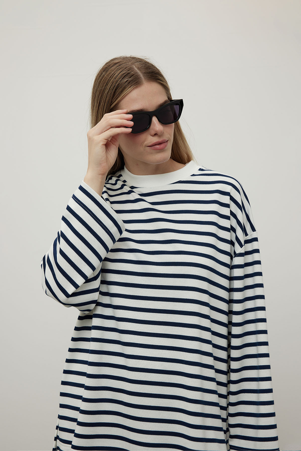 Manuka - ÇİZGİLİ SWEATSHIRT LACİVERT (1)