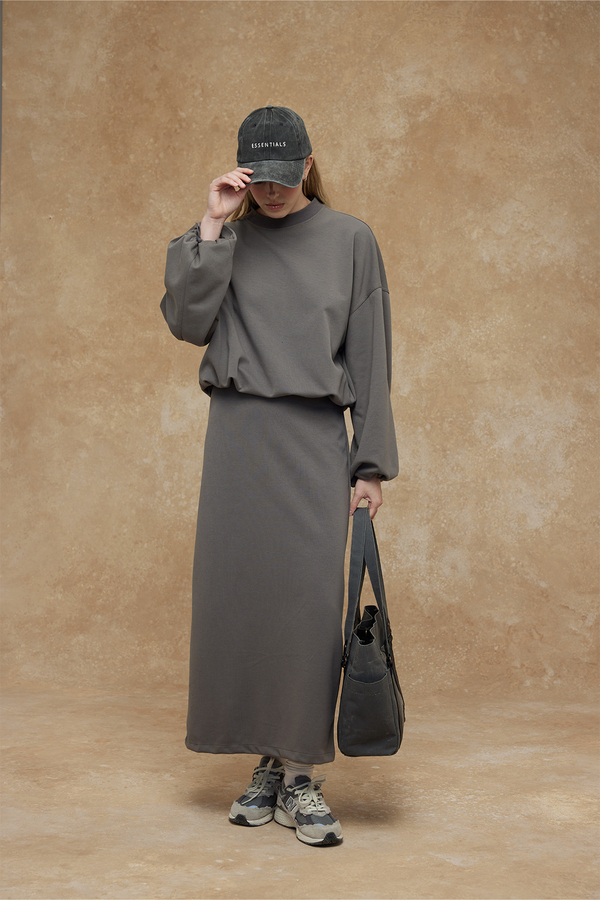 Manuka - STRAIGHT CUT COMFORTABLE SKIRT ANTHRACITE (1)