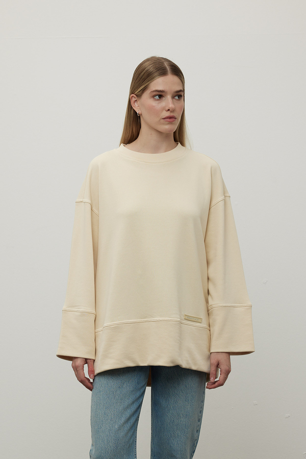Manuka - DİKİŞ DETAYLI RAHAT SWEATSHIRT BEJ (1)