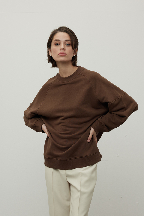 Manuka - OVERSIZE RIBBED SWEATSHIRT BROWN (1)