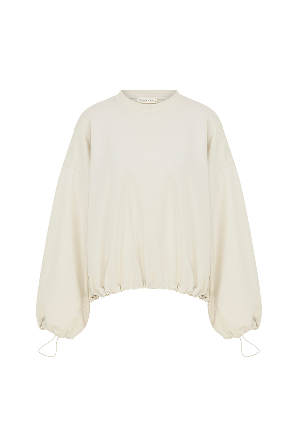 Manuka - AYARLAMALI KISA SWEATSHIRT BEJ (1)
