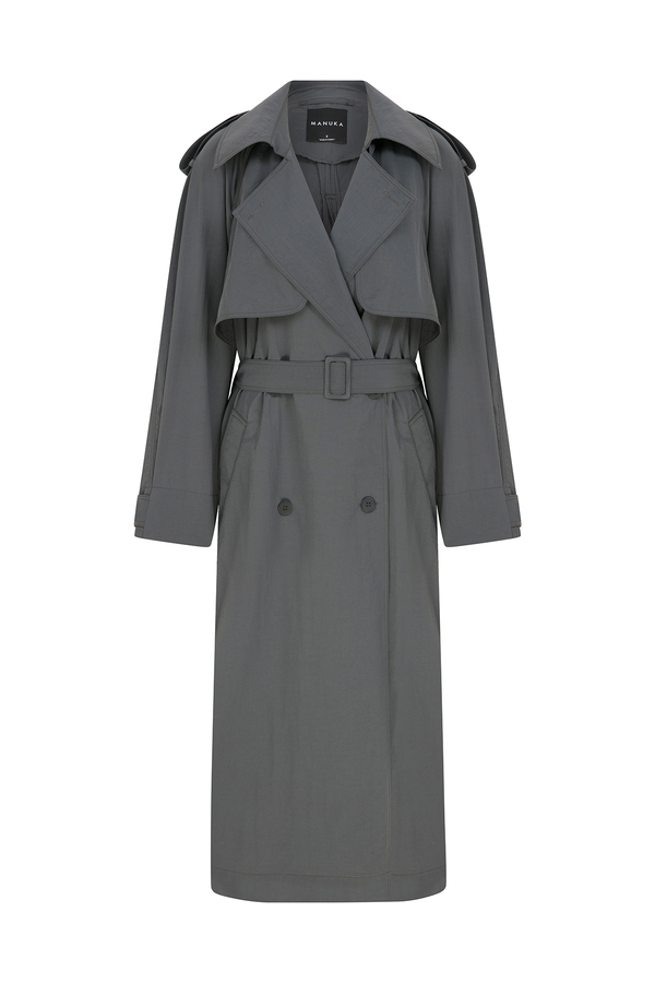 Manuka - TECHNICAL FABRIC OVERSIZE TRENCH COAT ANTHRACITE (1)