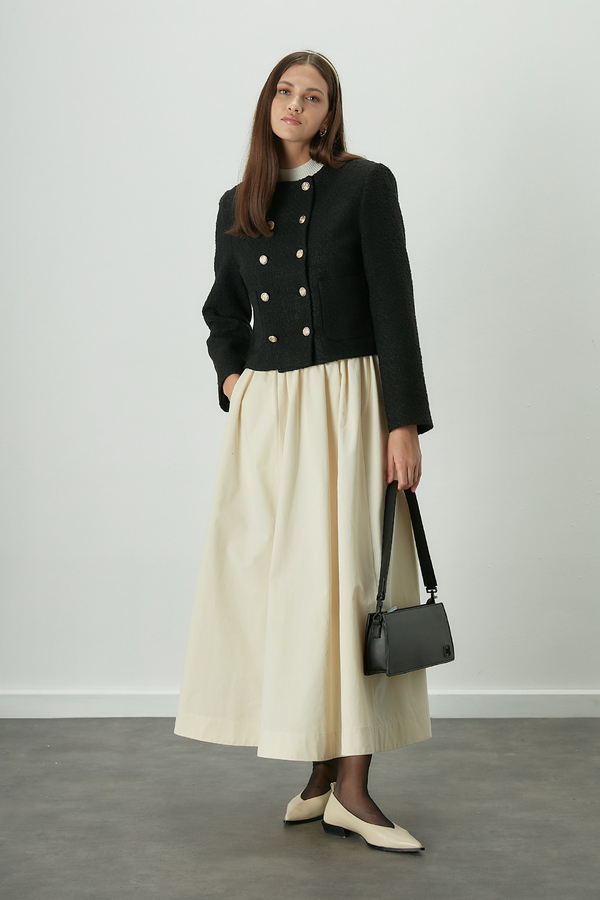 Manuka - KATY GABARDINE SHIRRED SKIRT VANILLA (1)