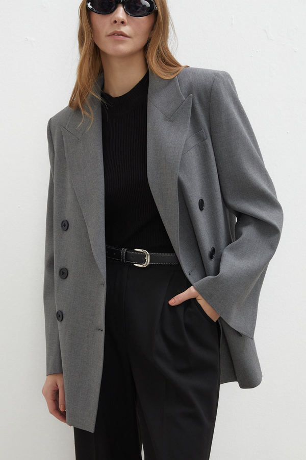 Manuka - OVERSIZED DOUBLE-BREASTED BLAZER JACKET GRAY (1)