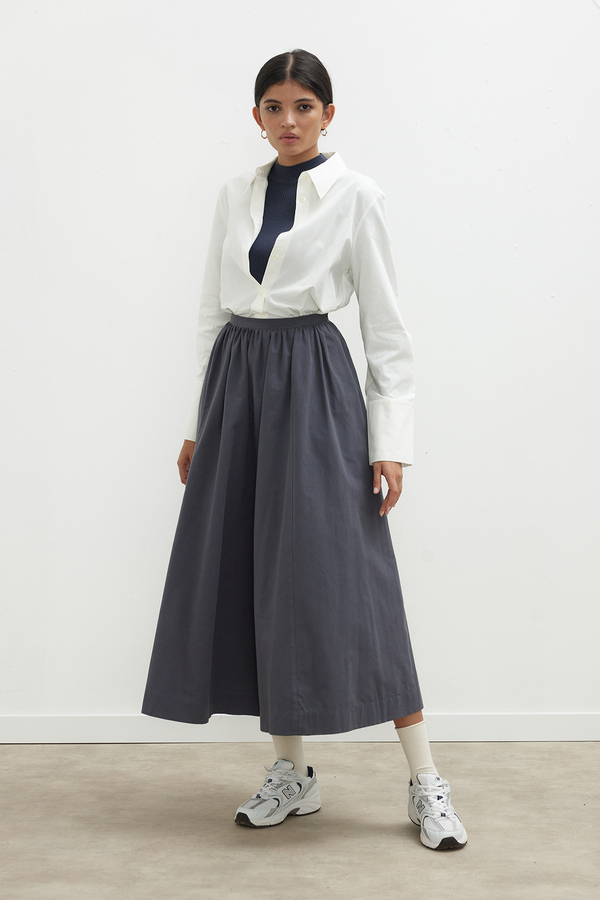 Manuka - KATY GABARDINE SHIRRED SKIRT NAVY BLUE (1)