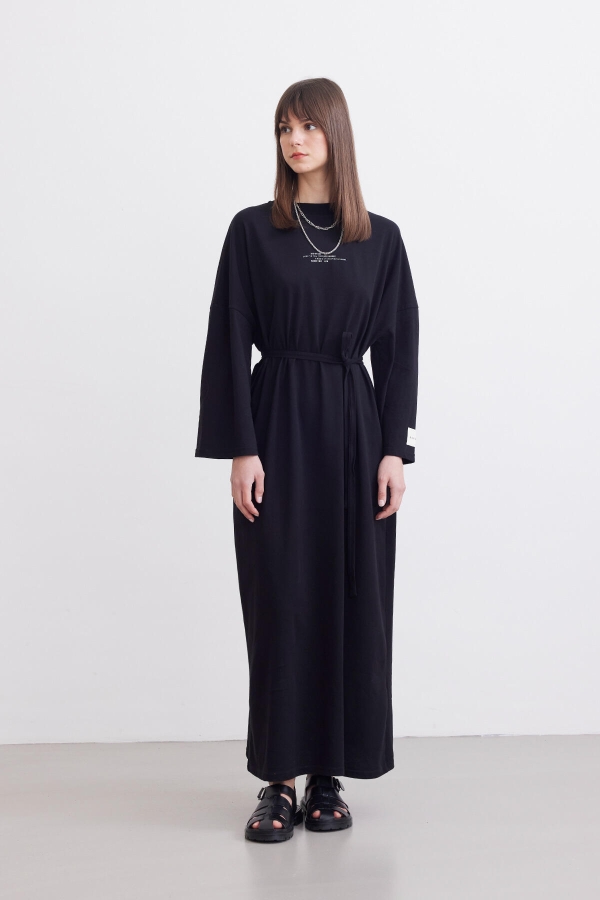 OVERSIZE UZUN RAHAT ELBİSE SİYAH
