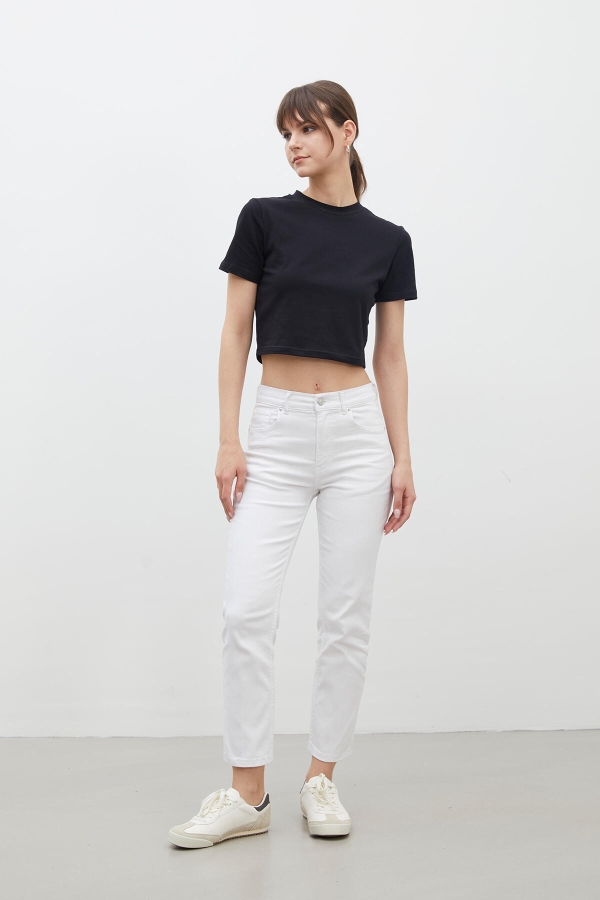 BOOTCUT FIT DENİM PANTOLON BEYAZ · 2