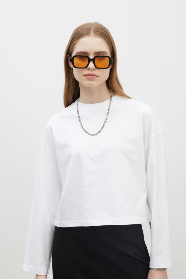 Manuka - LONG SLEEVE COTTON CROP TSHIRT WHITE (1)