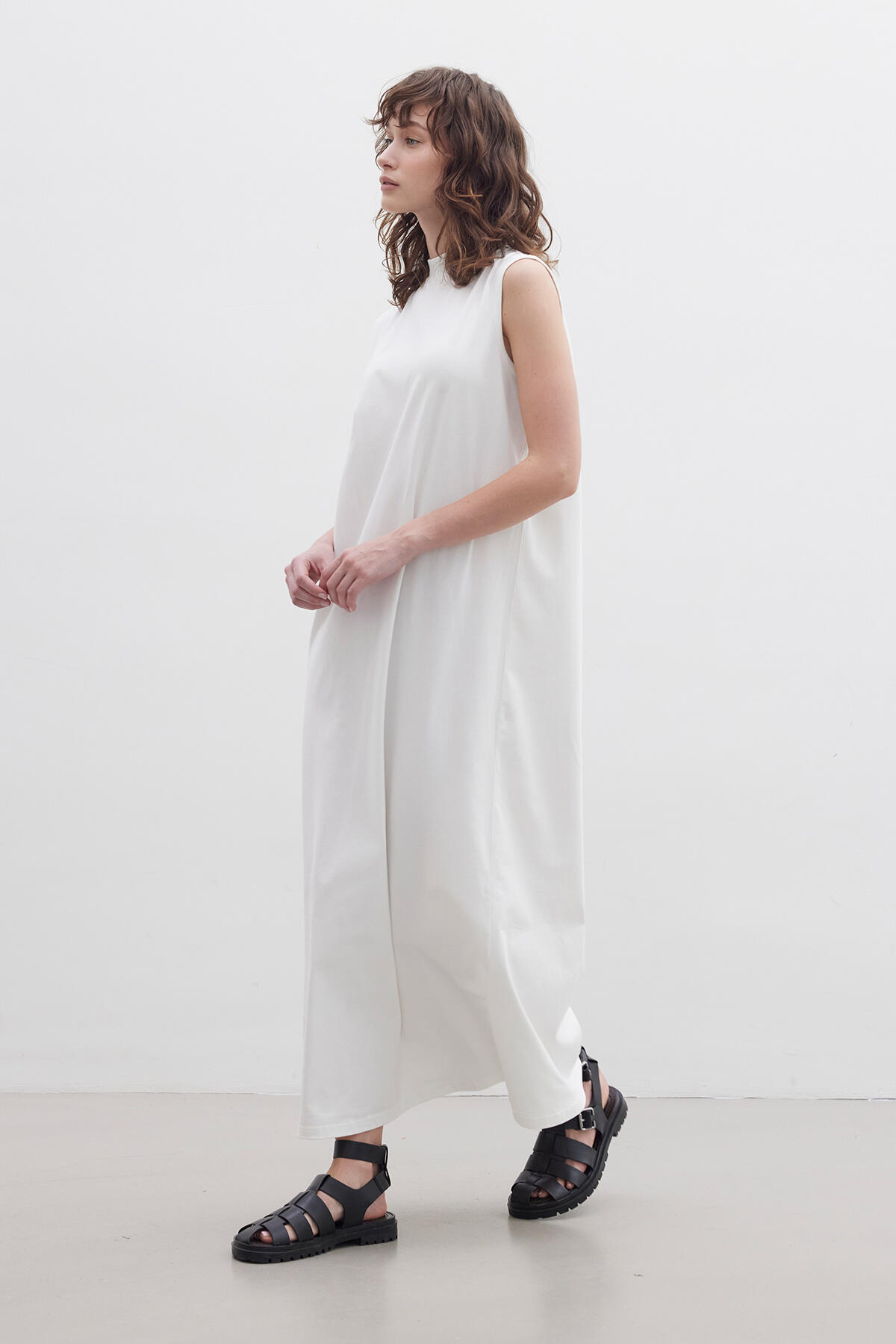 KNITTED LINING DRESS ECRU - 3