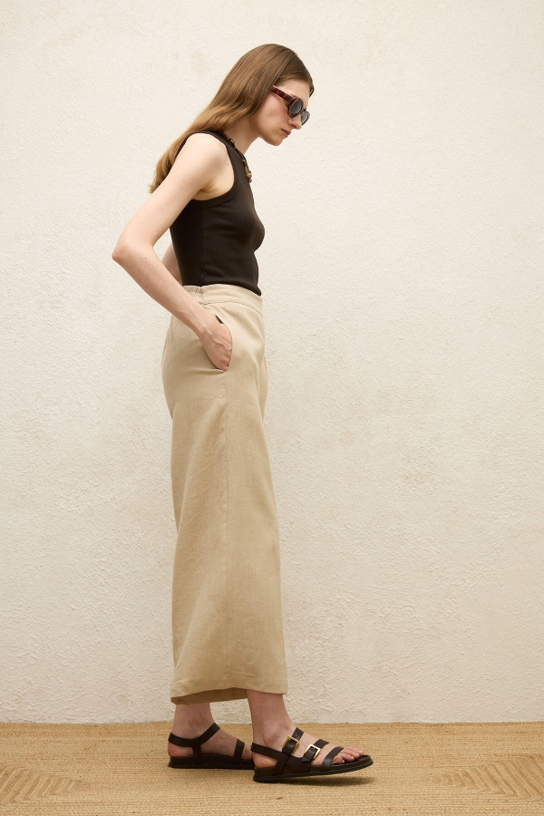 ÜTÜ İZLİ KETEN PANTOLON NATURAL · 4