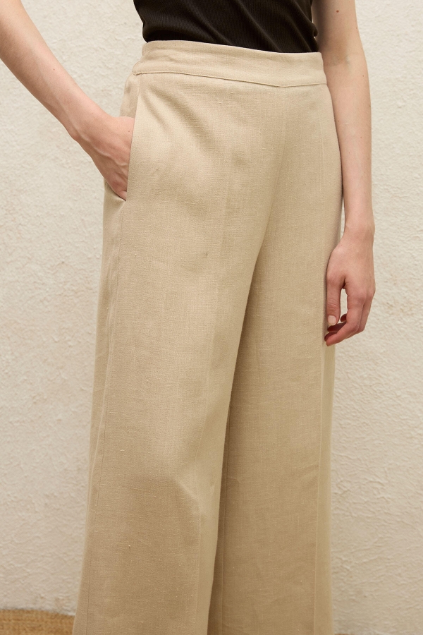 ÜTÜ İZLİ KETEN PANTOLON NATURAL · 5