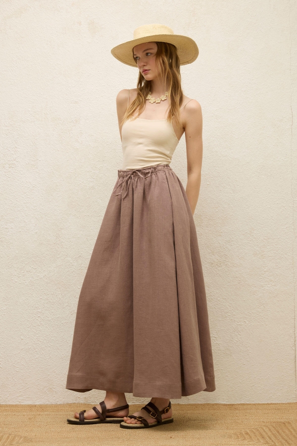 BOL KESİM KETEN ETEK GÜLKURUSU