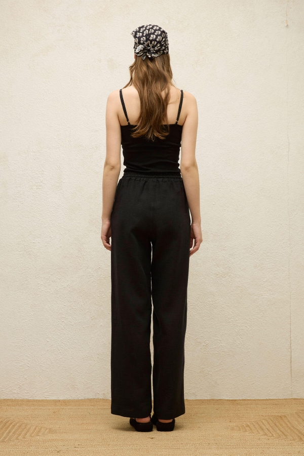 CEPLİ RAHAT KETEN PANTOLON SİYAH · 8