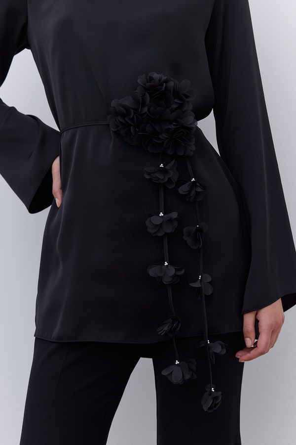 FLORAL DETAIL TIE BELT BLACK Manuka floral-detail-tie-belt-black-manuka