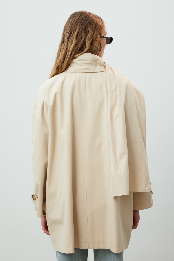STOKHOLM ŞAL DETAYLI OVERSIZE TRENÇKOT BEJ · 8