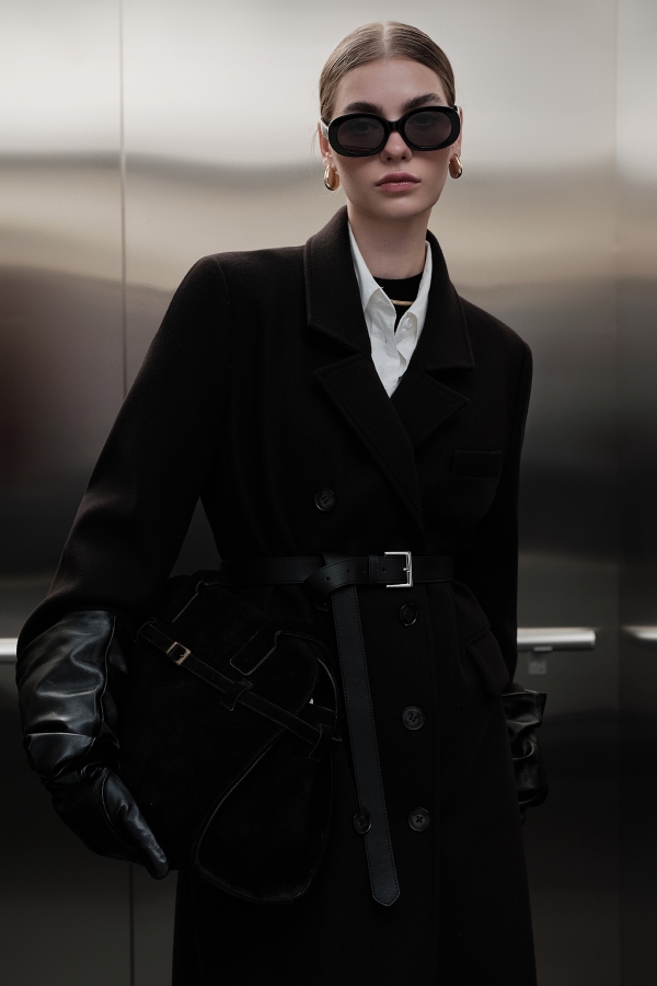 MANUKA - GENİŞ TOKALI UZUN DERİ KEMER SİYAH